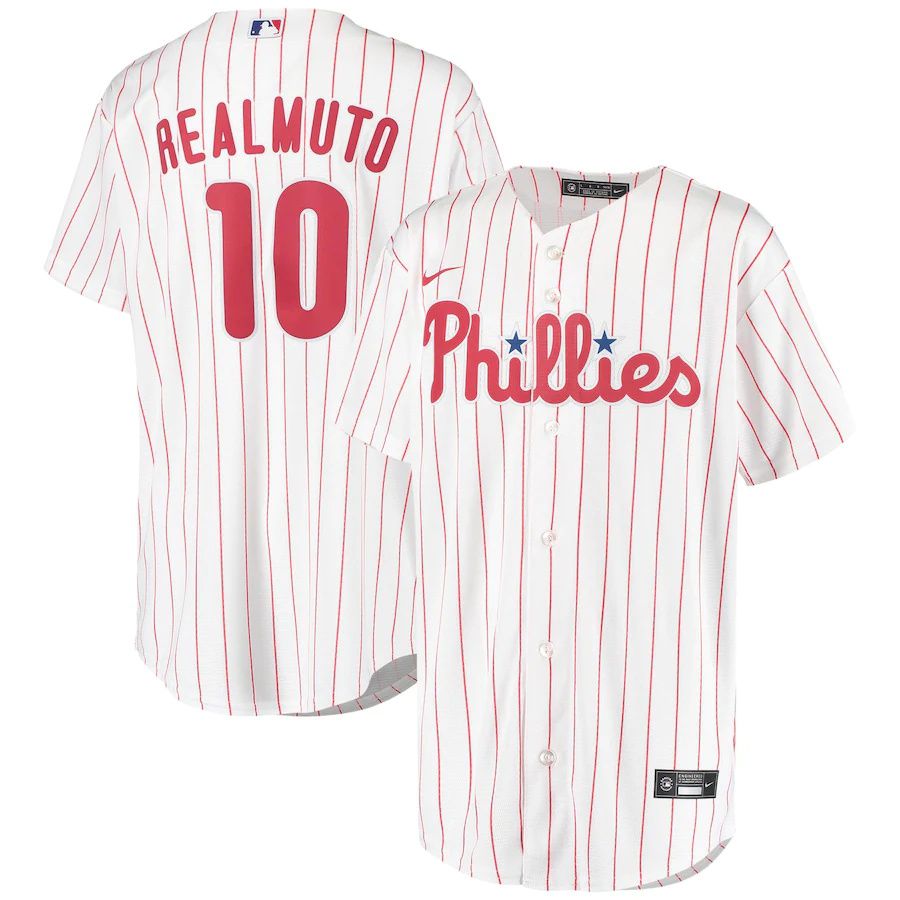 Youth Philadelphia Phillies #10 JT Realmuto Nike White Home Replica Player MLB Jerseys->youth mlb jersey->Youth Jersey